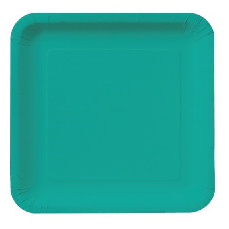 Creative Converting Touch of Color 18 Count Square Paper Lunch Plates, Tropical Teal
